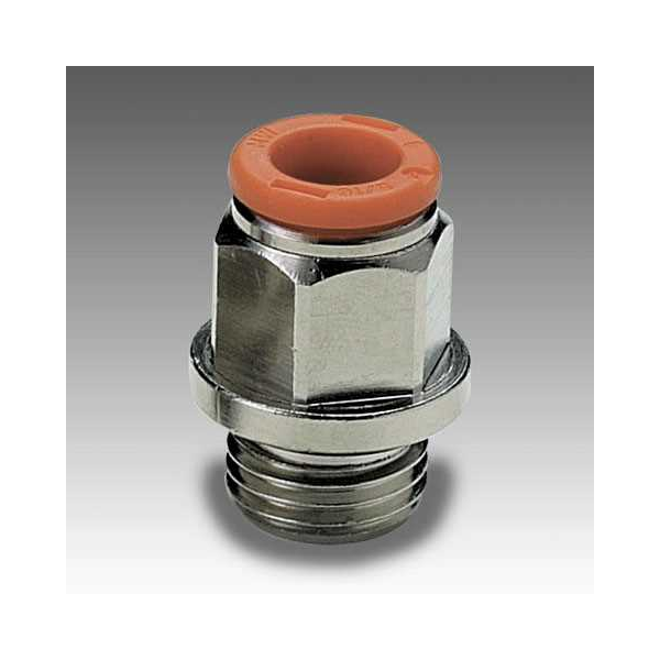 Straight push-in male stud R1, tube 12 mm × thread 1/2", brass