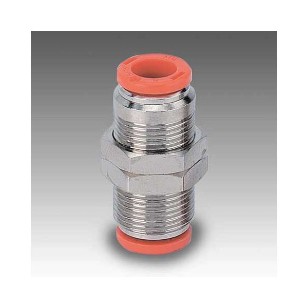 Push-in bulkhead R10, tube 14 mm, brass