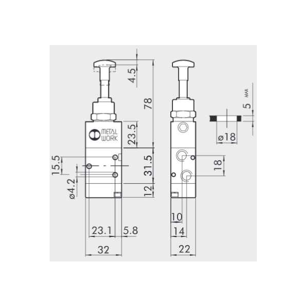 Manual directional valve Series 70 3/2 1/8"
