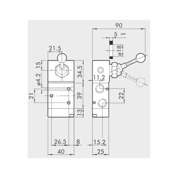 Manual directional valve Series 70 3/2 1/4"