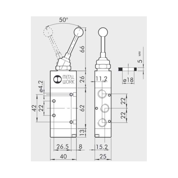Manual directional valve Series 70 5/2 1/4"