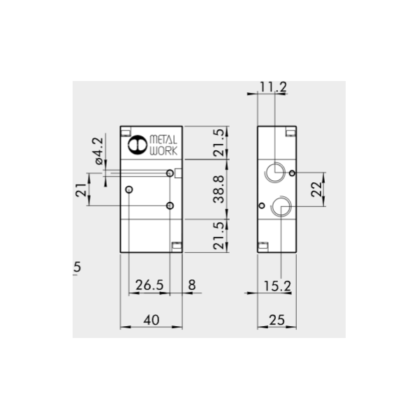 Pneumatically actuated directional valve Series 70 3/2 1/4"