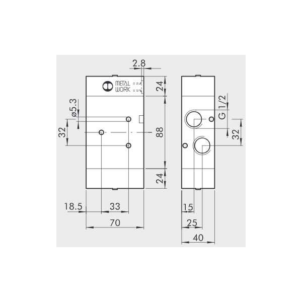 Pneumatically actuated directional valve Series 70 3/2 1/2"