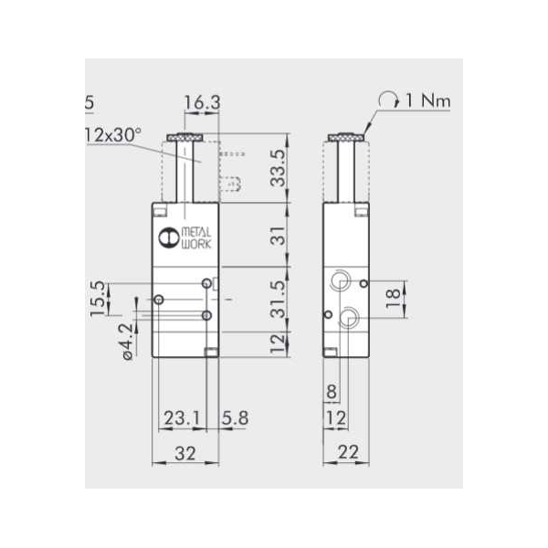 Solenoid valve Series 70 direct acting (SO) 3/2 1/4"