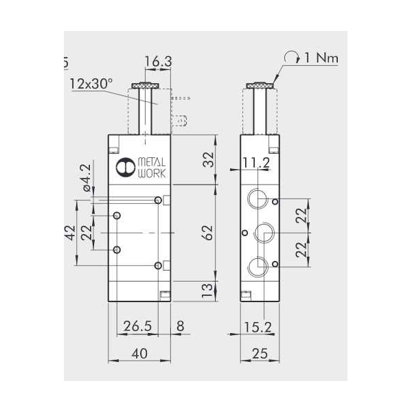Solenoid valve Series 70 pilot assisted (SE) 5/2 1/4"
