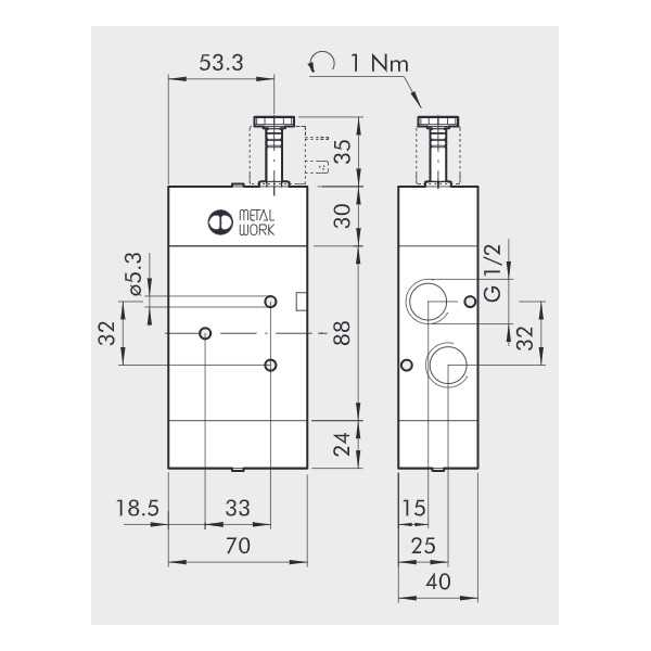 Solenoid valve Series 70 direct acting (SO) 3/2 1/2"