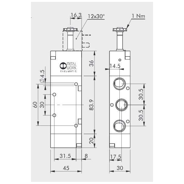 Solenoid valve Series 70 direct acting (SO) 5/2 3/8"