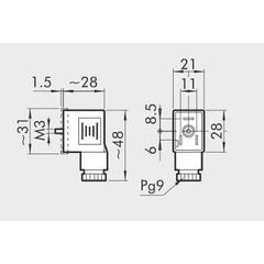 Connector for coil 22 mm DIN 43650 B-IND LED 24 V 24 V