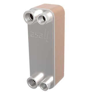 Bilde av ASA platekjøler (platevarmeveksler) for hydraulikksystemer, med stablede plater, tilkoblingsstusser og ramme for effektiv kjøling av hydraulikkolje.