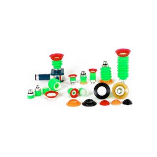 Vacuum suction cup for handling smooth and porous surfaces.
