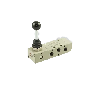 Manual directional valve with lever for direct air control.