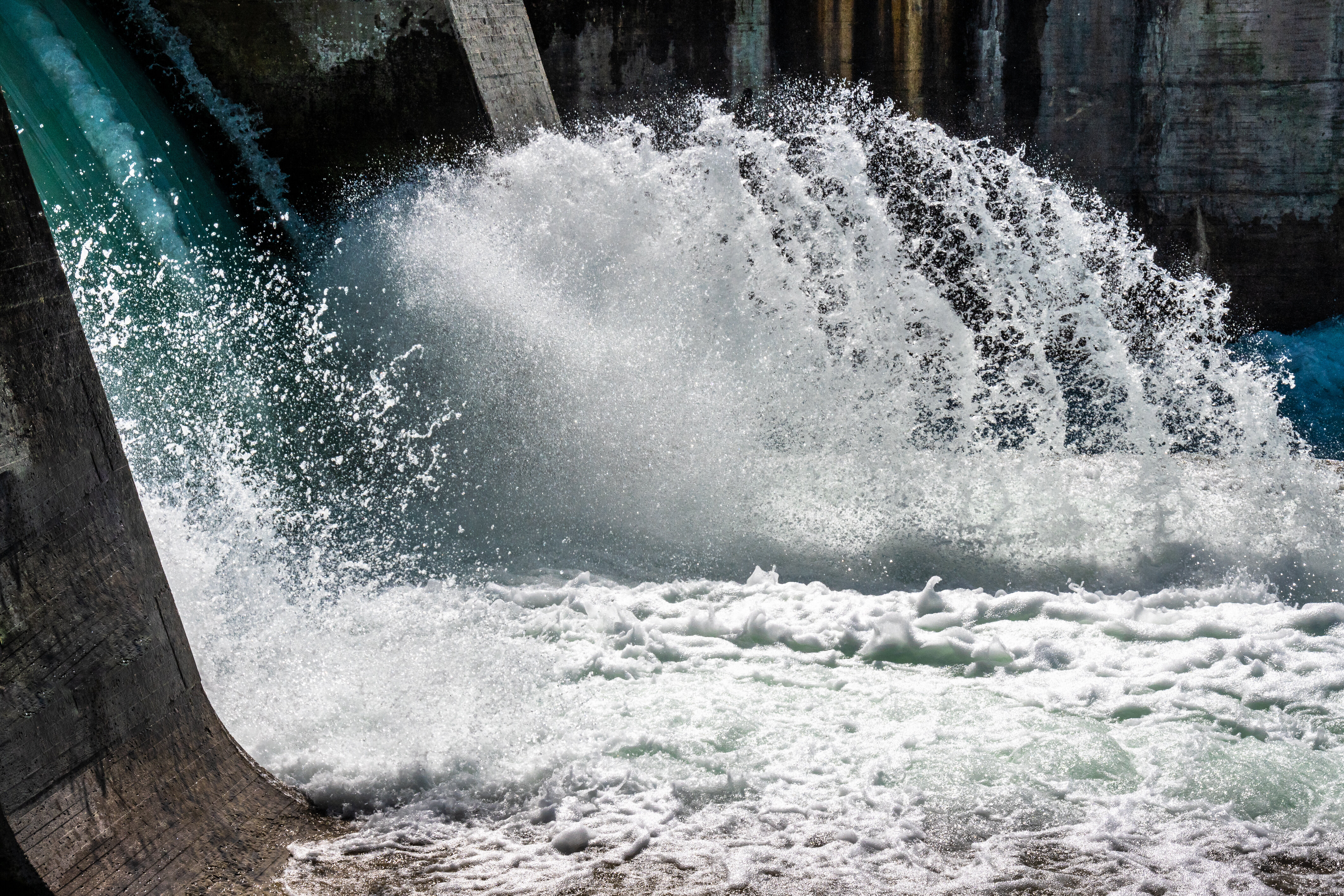 Hydropower plant Solbergfoss in Norway and installation of wind turbines