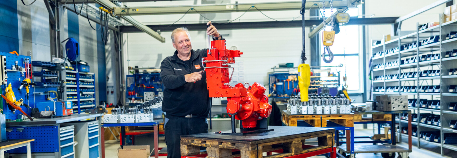 Image of a finished block in a production facility, ready for quality control and delivery.