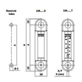 A detailed technical drawing of a level gauge showing its components and functions