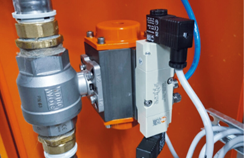 Et bilde av en detalj av et pneumatisk system.