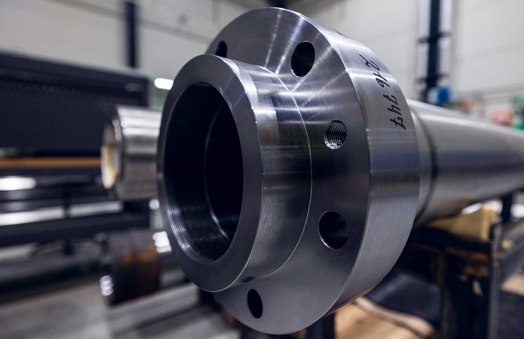 Close-up of cylinder tubes for pull-up cylinders
