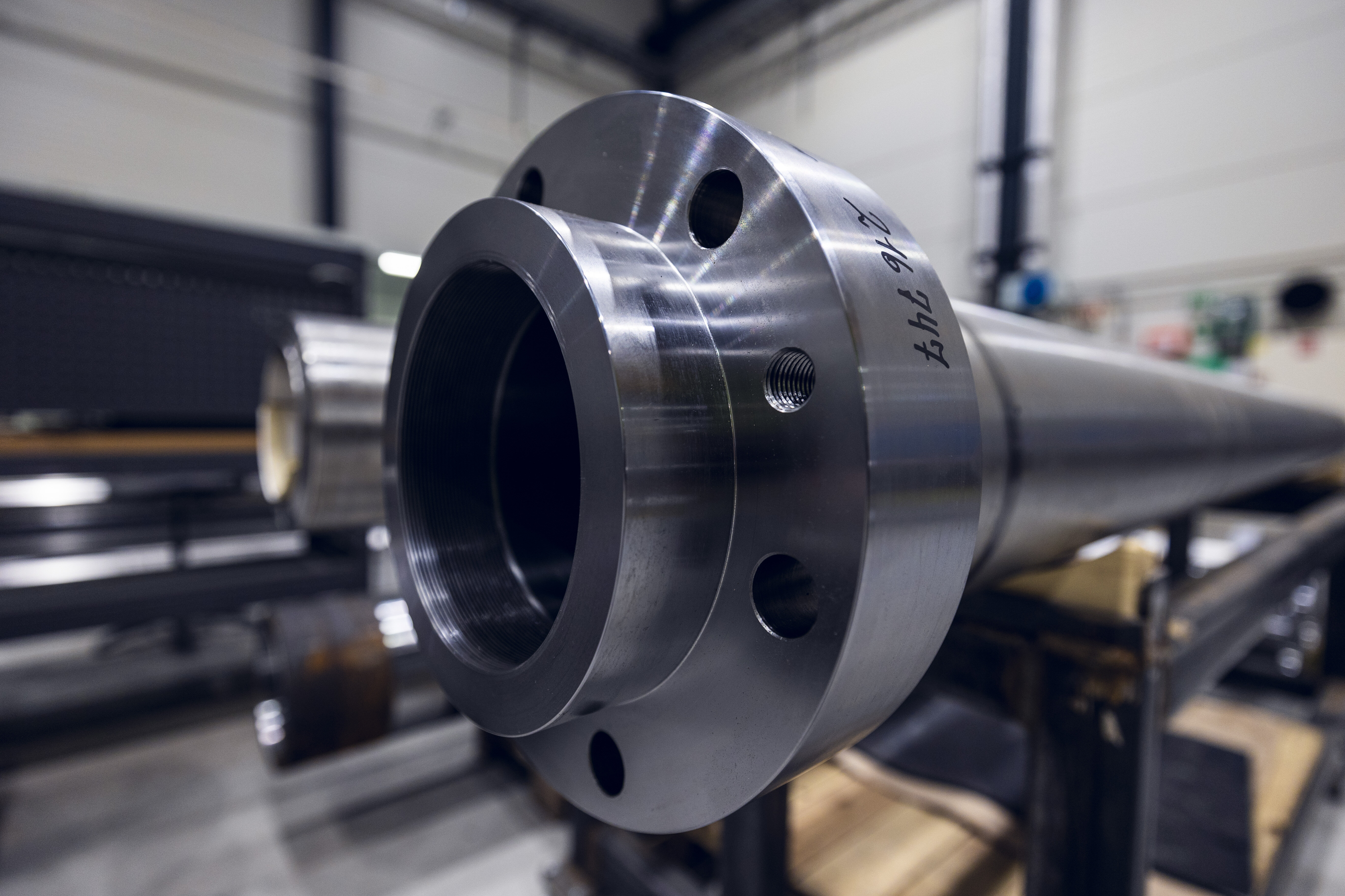 Close-up of cylinder tubes for pull-up cylinders