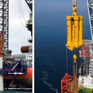 to bilder av en sjokkdemper som leveres til en vindmølle | © Cranemaster