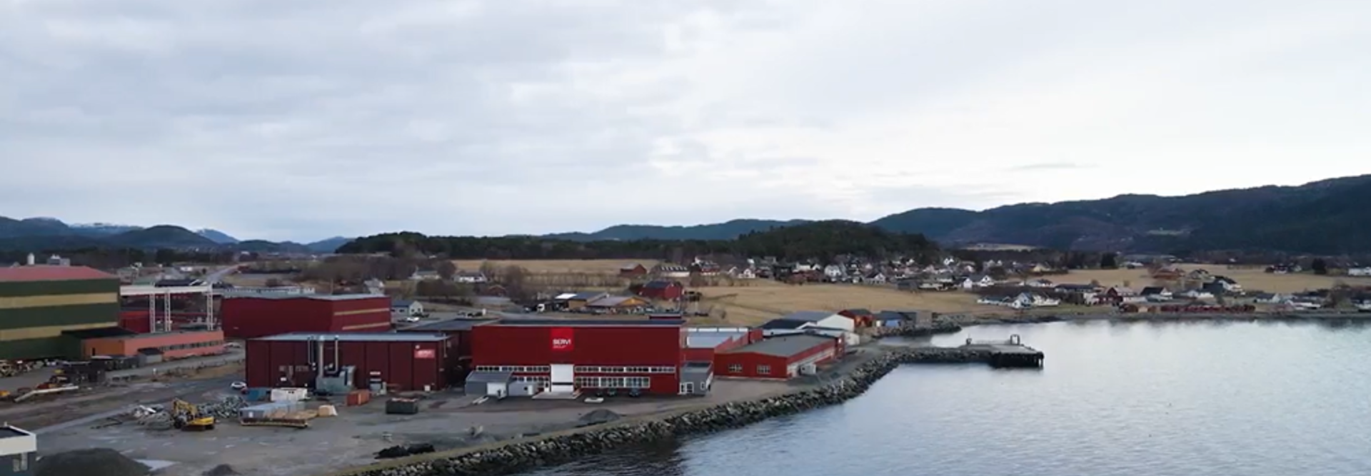 Drone photo of production hall 8 at Servi's office in Rissa